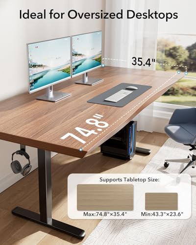 Standing Desk Frame with Brushless Motor for Max 75 x 35 inch Tops, view 7