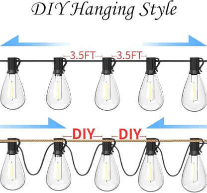 120FT Outdoor String Lights, Ultra Long Waterproof 30+2 Shatterproof Bulbs Led Outside Patio Lights for Porch Deck Garden Backyard Balcony Wedding Party Decor
