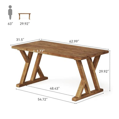 63" Solid Wood Executive Desk for Home Office, view 3