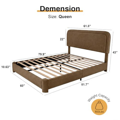 WEUP Queen Size Boucle Bed Frame, view 3