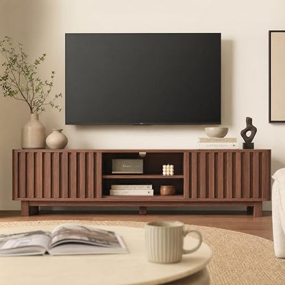 70 Inch Walnut Fluted TV Stand for 80 Inch TVs, view 7