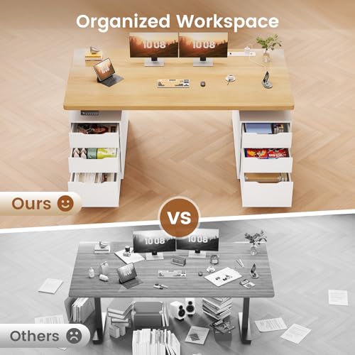 55" Electric Standing Desk with 6 Drawers, Adjustable Stand up Desk with Storage, view 5