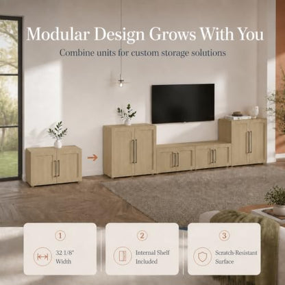 32 Inch Modular Sideboard Storage Cabinet with Soft-Close Doors, view 6
