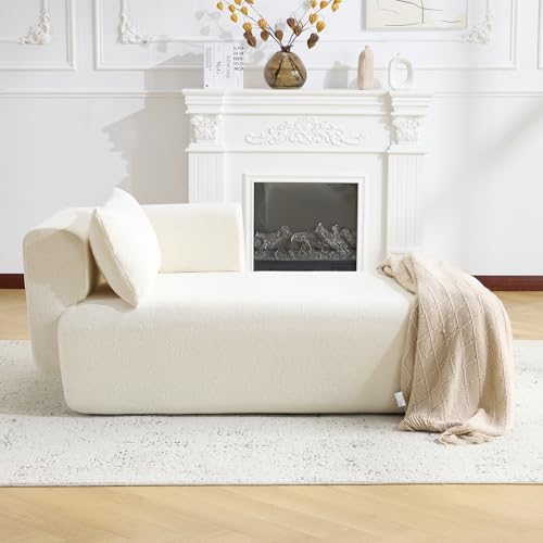 Upholstered Chaise Lounge Indoor, Boucle Comfy Fluffy Lounge Sofa, view 8
