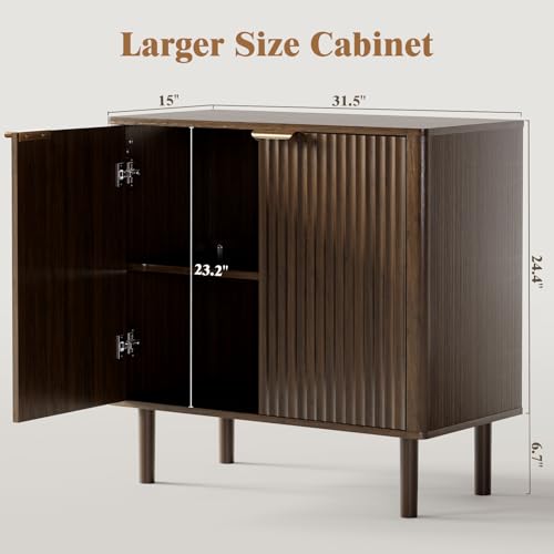 Sideboard Buffet Cabinet with Storage 31.5" Walnut, view 3