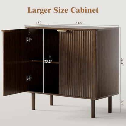 Sideboard Buffet Cabinet with Storage 31.5" Walnut, view 3