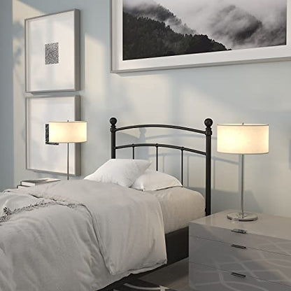 Woodstock Decorative Black Metal Twin Size Open Slat Headboard with Round Posts