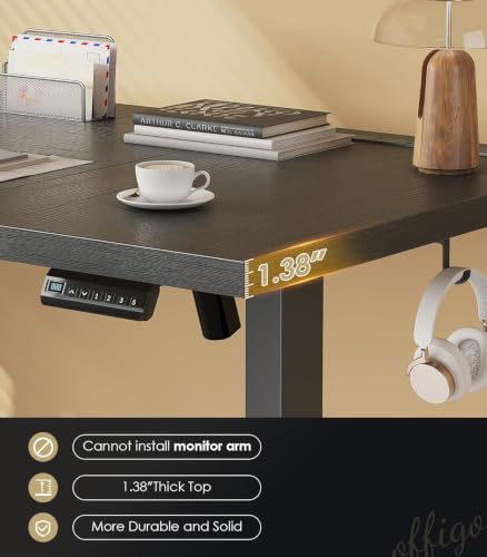 71 Inch Executive Electric Standing Desk Height Adjustable, Black, view 6