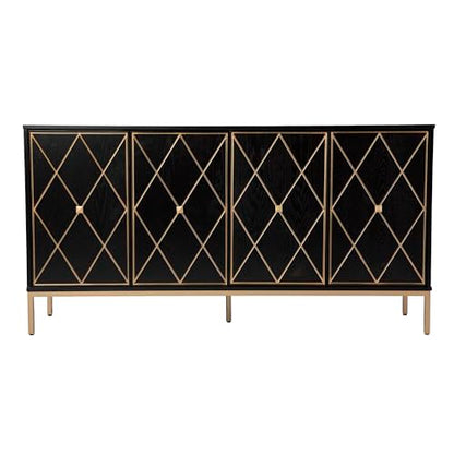 Marradi Sideboard Cabinet with Storage - Transitional Design, Black Iron and Wood - Ideal for Entryway, Living Room (DN1111930)