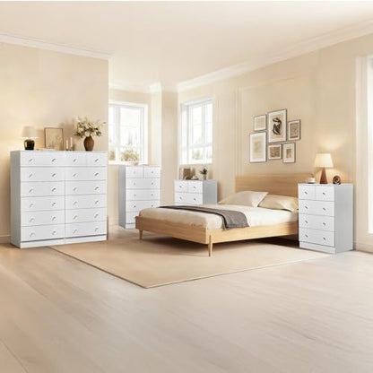 White 6 Drawer Dresser, Rose Gold Handle Modern Bedroom Chest, view 3