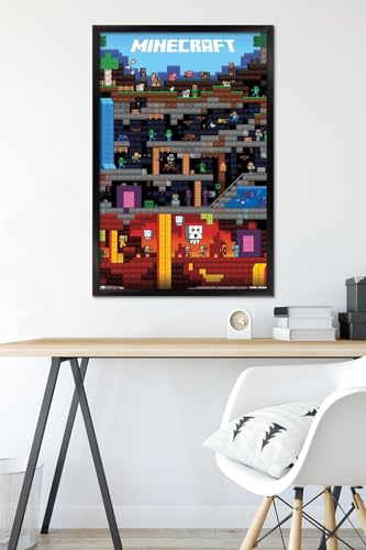 Minecraft - Worldly Wall Poster, 22.375" x 34", Black Framed Version