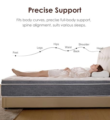 Queen Size Mattress 14 Inch, Cooling Hybrid Mattress in a Box, view 7