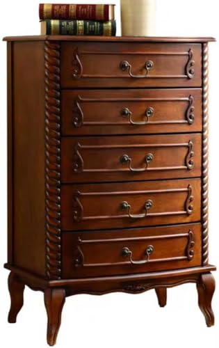 Solid Wood 5 Drawer Dresser Fully Assembled Tall Chest of Drawers Wood Storage, view 2