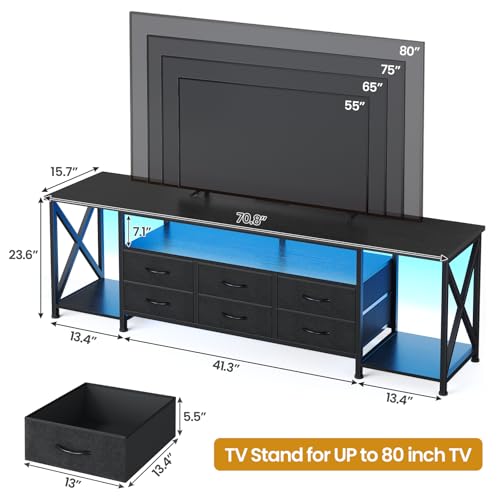 TV Stand with LED Lights & Power Outlets, for TVs up to 85 Inches, view 3