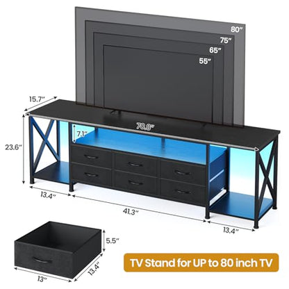 TV Stand with LED Lights & Power Outlets, for TVs up to 85 Inches, view 3