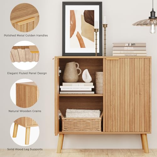 Fluted Storage Cabinet, Buffet Cabinet with Storage, view 5