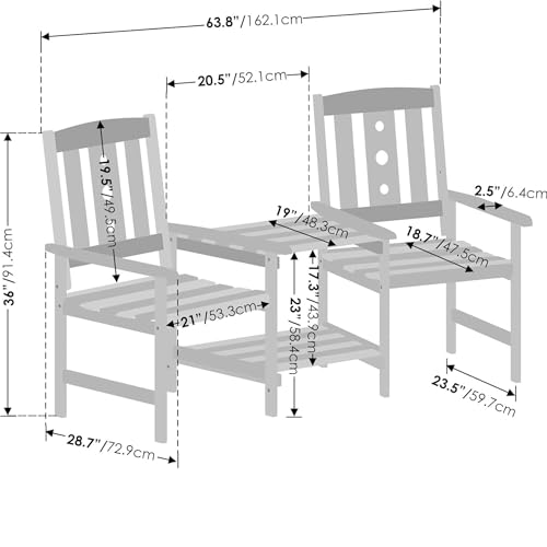 Patio Bistro Set with Integrated Coffee Table and Umbrella Slot Outdoor Dining Furniture for Garden, Porch, and Terrace in Natural Wood-Look Finish