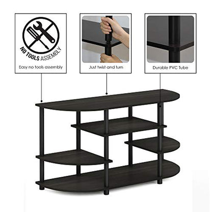 JAYA Simple Design Corner TV Stand, Espresso/Black