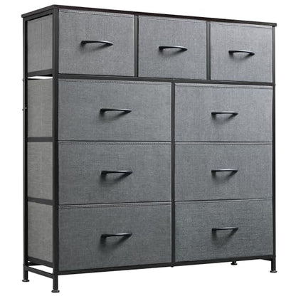 Tall Dresser for Bedroom, 9 Drawer Chest of Drawers, Dark Grey, view 2