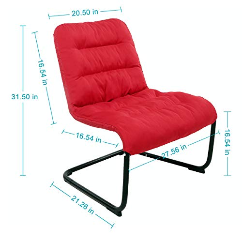 Durable Metal Modern Chair with Soft Comfortable Cushion, Red - Ideal for Bedrooms, Living Rooms, Dorms, Indoor Spaces, Accent and Lounging