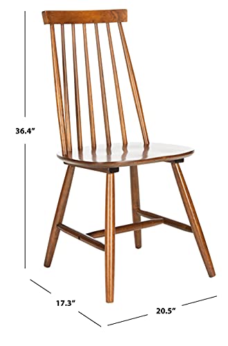 SAFAVIEH Home Collection Priam Farmhouse Walnut Brown Spindle Back Living Room Accent Dining Chair