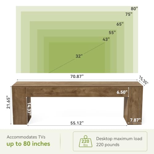 70.8" TV Stand, Wooden Entertainment Center, view 4