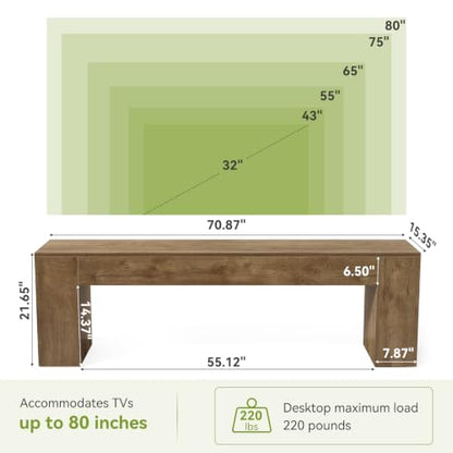 70.8" TV Stand, Wooden Entertainment Center, view 4