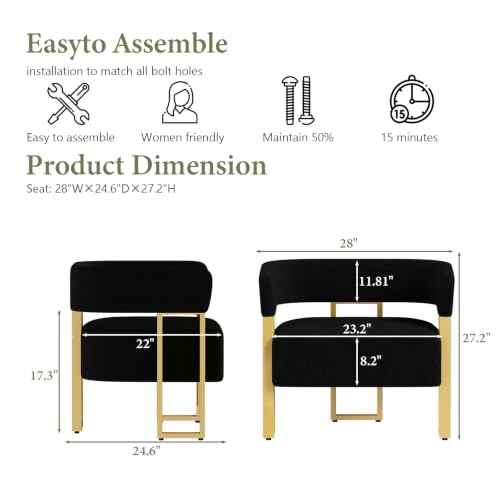 Boucle Bucket Chairs in Gold with Curved Design, view 3