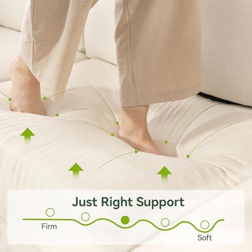 109'' Modular Sectional Sofa, L Shaped Couch with Storage Ottoman, Comfy Cloud Sofa with Deep Seat, 4 Seat Convertible Sectional Couches for Living Room(Beige, High Legs 3.15'')
