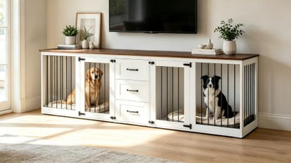 92.8" Furniture Style Dog Crate, Double Dog Crate Furniture, view 4