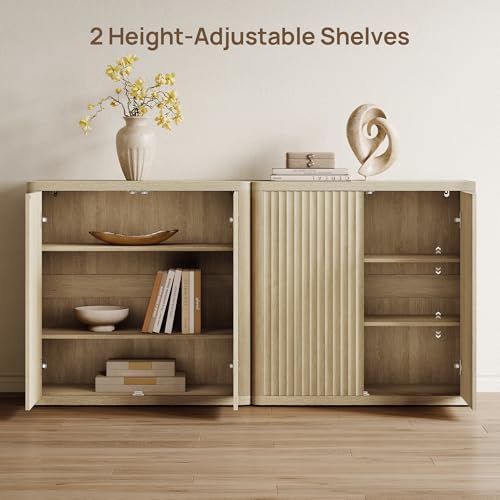 Buffet Cabinet with Storage Sideboard Accent Modern Credenza with Doors, view 6