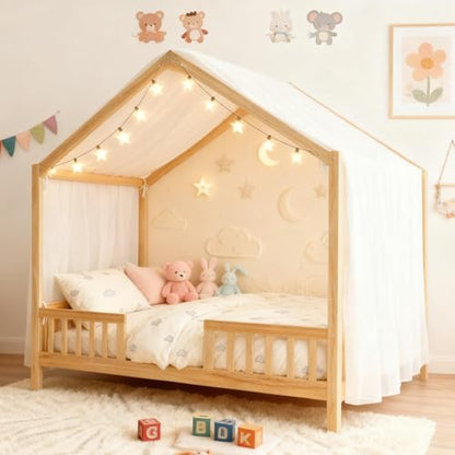 Full Size Montessori Toddler Floor Bed with Canopy and Roof, view 4
