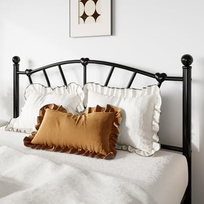 Full Size Metal Bed Frame, Heart-Shaped Design, Black, view 5