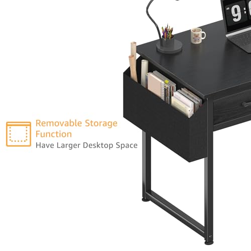 DLisiting 32 Inch Small Desk with Drawers, Black, view 8