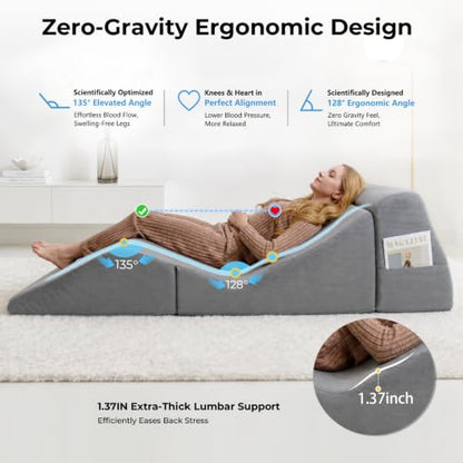 3-IN-1 Convertible Chaise Lounge Chair Indoor, Corduroy Boneless Couch, view 4