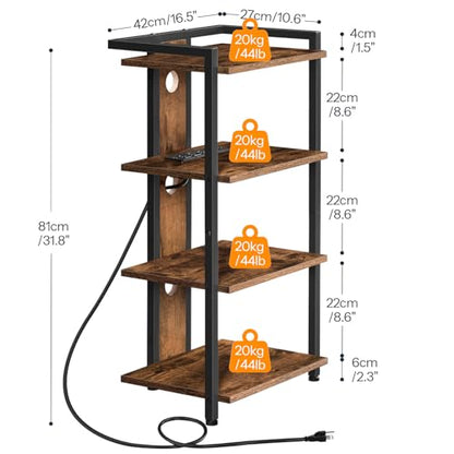4-Tier AV Media Stand, Media Console with Charging Station and LED Light, view 4