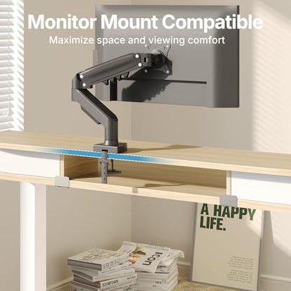 48 x 24 inch Small Electric Standing Desk with 2 Drawers, C-Clamp Mount Compatible, Height Adjustable Sit Stand Desk, Home Office Stand Up Desk with 4 Memory Height Settings, Light Walnut