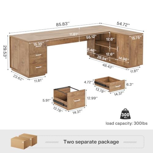 85.8-Inch L-Shaped Executive Desk, Extra Large Home Office Desk, view 3