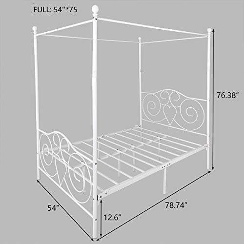 Canopy Full Bed Frame Platform Heavy Duty Steel Slat and Support with Headboard, view 8