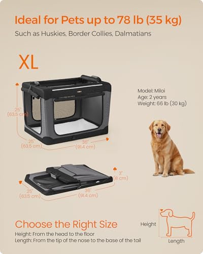 Collapsible Dog Crate, Portable Oxford Fabric Pet Carrier, 36-Inch, view 7