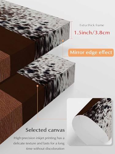 NuYeBiofx Farmhouse Retro Leather Texture Canvas Wall Art Prints,40"x28" Framed Picture Artwork Abstract Fur Texture Printed Canvas Oil Painting for Living Room Bedroom Office,Ready to Hang