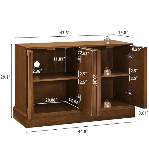 45" Mid-Century Modern Sideboard Buffet Cabinet with Fluted Doors, view 3