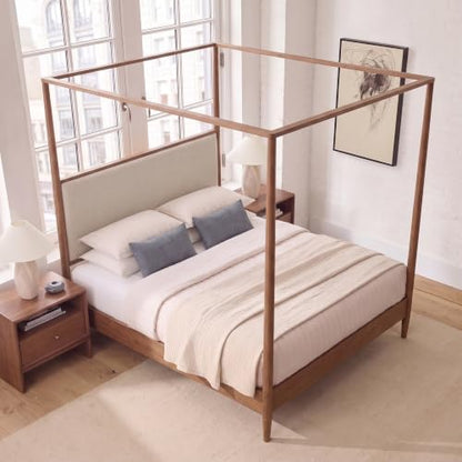 RuiSiSi Queen Size Canopy Bed Frame with Boucle Headboard, view 8