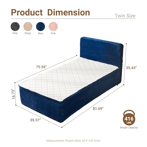 Boneless Bed Frame with Mattress Twin Size, view 3