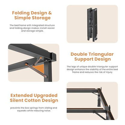 Metal Bed Frame Full 8 Inches for Box Spring, 9-Legs Support Basics, view 6