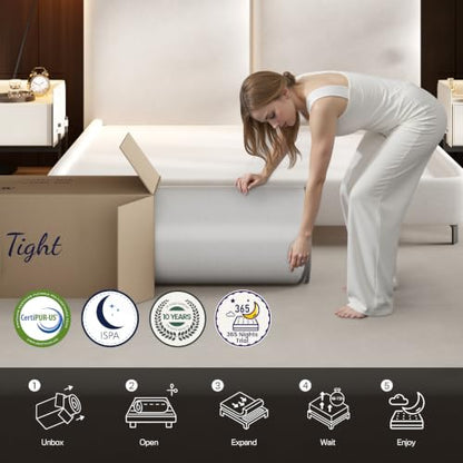 Twin XL Mattress, 12 inch XL Twin Hybrid Cooling Memory Foam Mattress in a Box, view 8