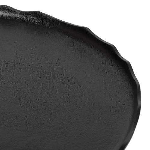 Alessia Modern Round Metal Coffee Table; 26 x 26 x 16; Black; Sand Cast Aluminum Coffee Table with Raised Deckled Edge for Storage and Display