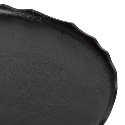 Alessia Modern Round Metal Coffee Table; 26 x 26 x 16; Black; Sand Cast Aluminum Coffee Table with Raised Deckled Edge for Storage and Display