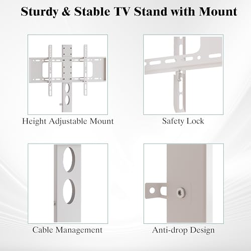 63" W TV Stand with Mount,LED & Charging Station for 55,65,75" TV, view 7