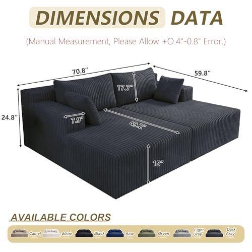 71" Oversized Double Chaise Lounges Indoor, view 3